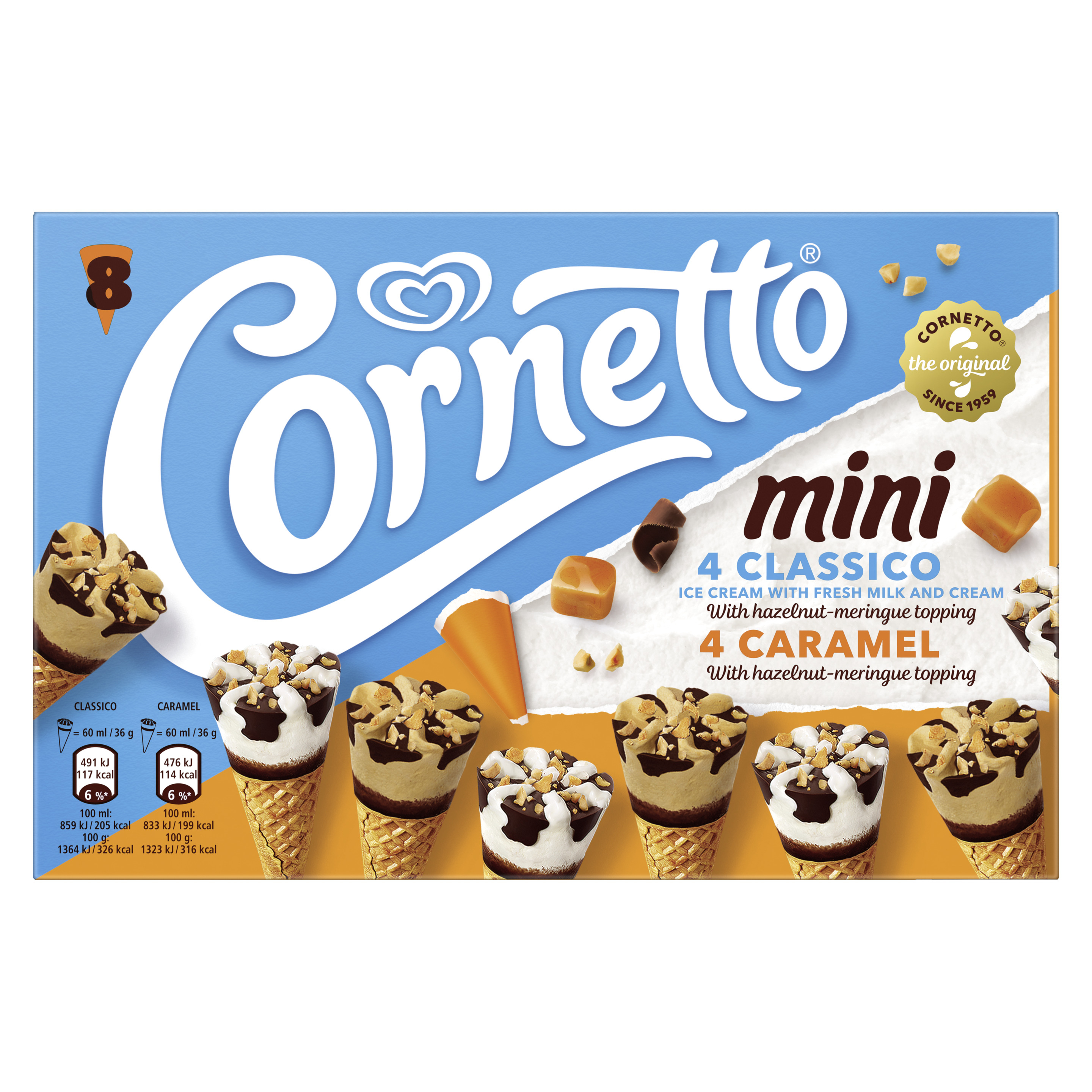 Cornetto Mini Classico x Caramello 8 x 60 ml