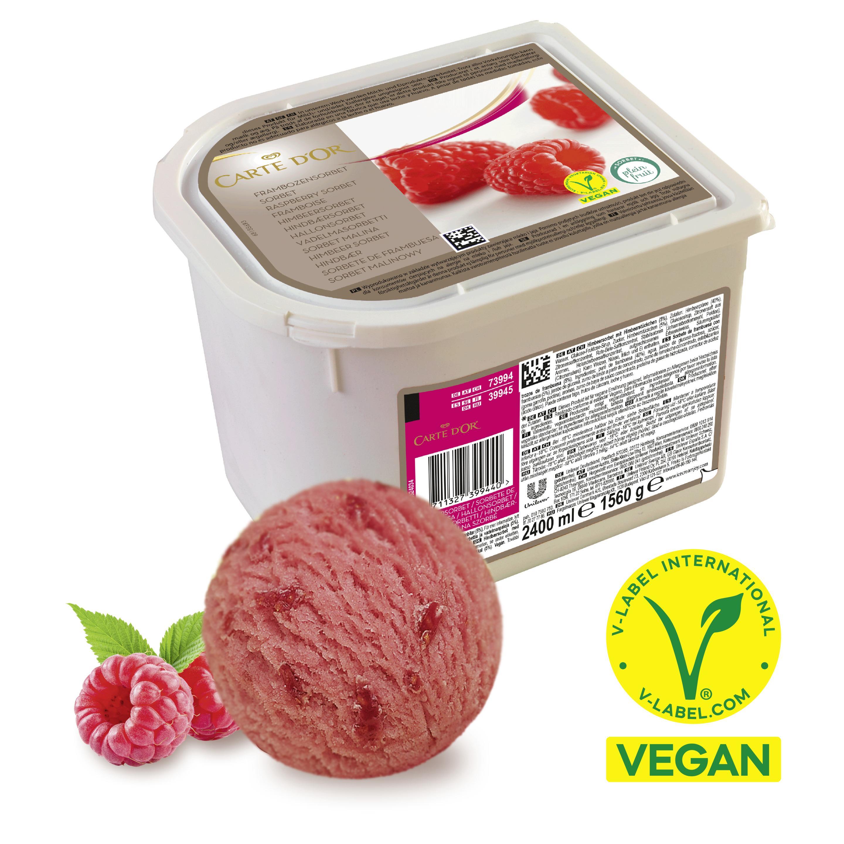 Carte D'Or Sorbet Himbeer 2.4 l Glacebidon