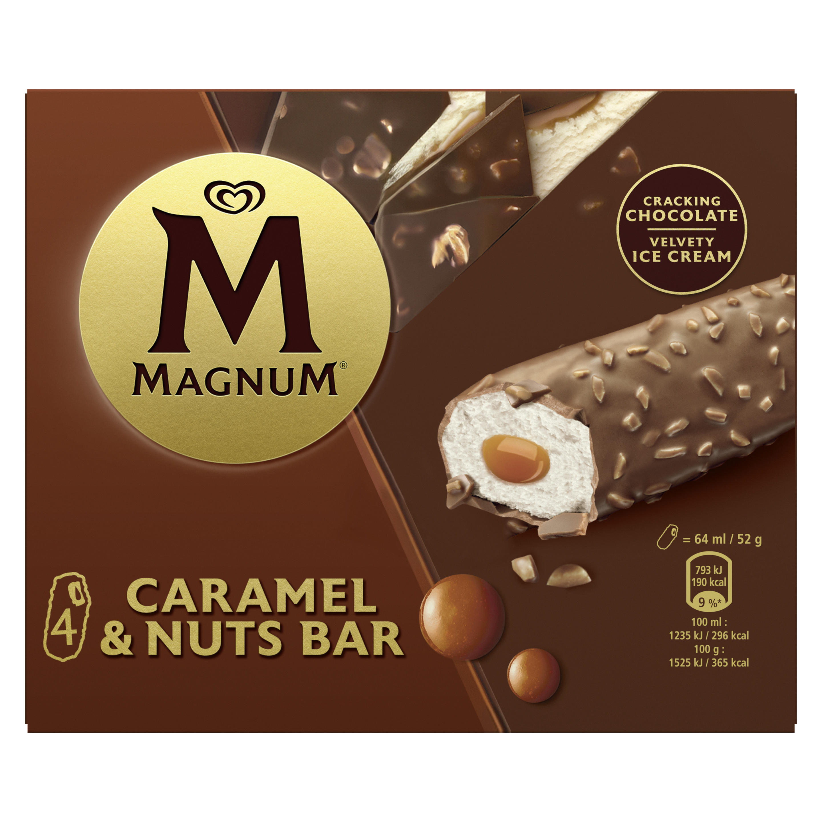 Magnum Caramel & Nuts Bar 4 x 64 ml